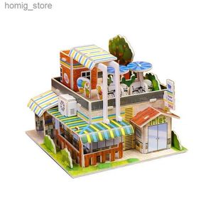 3D-Rätsel 3d exquisite Papier-Rätsel Kinder handgefertigt DIY Toys Ice French-Hotel Blumen-Shop Supermarkt WL Y240415