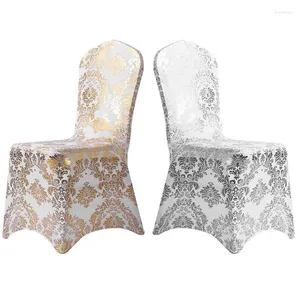 Chair Covers Party Bronzing Gold Printed Cover Stretch Spandex Home Dinning Slipcover Seat Banquet Decoration