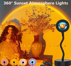 USB 360 -graders fjärrkontroll RGB LED Sunset Lights Projection Lamp Rainbow Atmosphere For Home Bedroom Shop Bakgrund Väggdekor6224146