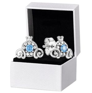 Blue Stone Pumpkin Stud Earrings 925 Sterling Silver Original box for Women Girls Party Gift Jewelry Earring4598491