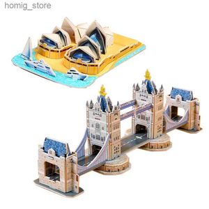 3D Puzzles 3D Tardboard Puzzle słynne modelu montażu budynku ręcznie robione DIY Puzzle Y240415