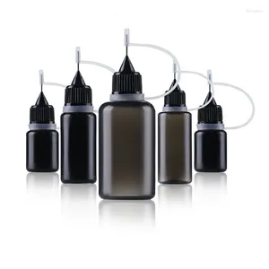 Storage Bottles 100pcs Needle Bottle 5ml 10ml 15ml 20ml 30ml Black Plastic Dropper Vials With Childproof Safety Caps And Long Metal Tips