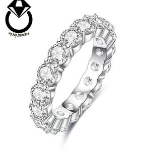 Cluster GRA Certified 5mm 925 Silver Iced Out Hip Hop Tennis Ring Moissanite Cuban Link Ring