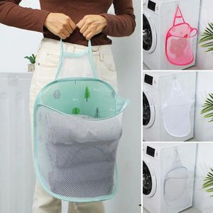 Wäschebeutel tragbarer Badezimmer Organizer zusammenklappbarer Unterwäsche Eimer Hanging Hub Mesh Storage Bag Socken Fass