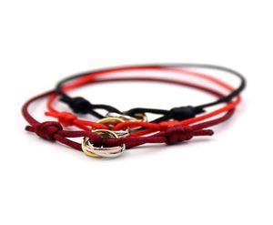 Fahsion Red String Lover bracelets for Women 3層黒いコードチャームブレスレットラッキーレッドコード調整可能なブレスレットギフト2691926