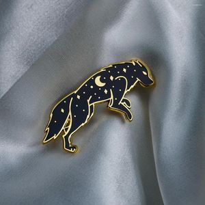 Brooches Moon Wolf Hard Enamel Pins Black/ White Animal Badge Brooch For Jewelry Accessory Wholesale Gifts