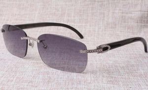 2019 Högkvalitativa tillverkare producerar ramlösa solglasögon 8200759 unika diamantdesignglasögon svart horn rektangulär len7758570