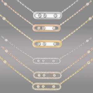 Hot Sales Designer Messikas Anhänger Halsketten für Frauen 18K Roségold Silber S925 Silber Geometri Gleit drei Diamant Valentinstag Juwely Geschenk