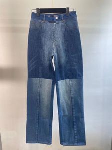 2024 Navy Blue Free Frakt raka löst fickor Skriv ut kvinnors jeans Designer Kvinnor denim Pants 4155