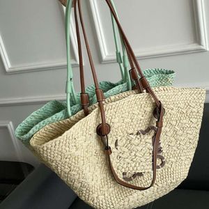 beach tote bag Large Capacity Grass Woven Bag loe Handbag Womens Bag Leisure Vacation Tourism Cabbage Basket Shoulder Tote Bag