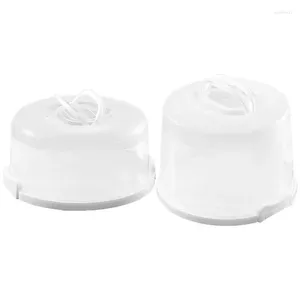 Storage Bottles Cake Carrier Cupcake Holder Round Shape Box With Handled Lid Plastic Container For Food Cover