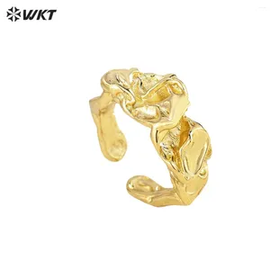 Anelli a grappolo WT-R493 Style Natural 18K Real Gold Giallo Ottone Giallo Accessorio Gioielli Hip-Hop Regalo Sende di moda