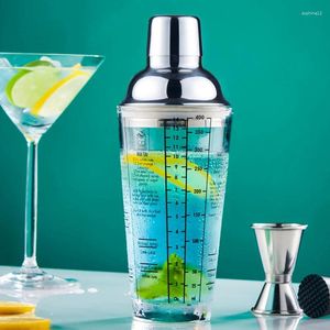 Wine Glasses Cocktail Milk Tea Making Stirrer Transparent Scale Bar Mixer Cup Fruit Juice Water Bottle Stainless Steel Waiter Tools