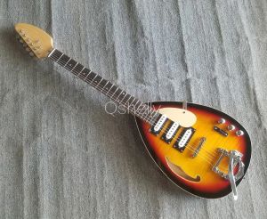 Guitar Top Quality Qshelly Custom Tobacco Jazz Hollow Body Guitars Teardrop Vox 3 Pickups Electric Guitar Musical Instruments Shop