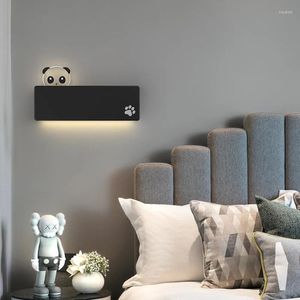 Luminárias de parede quarto infantil lâmpada panda nórdica moderna concisa designer quarto fundo corredor luz de animais fofos decoração