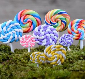12st Rainbow Lollipop Wedding Home Decor Miniatures Gnome Terrarium Figurer Fairy Garden Ornament Dollhouse DIY7865645