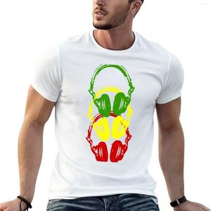 Herren Polos Rasta Farben Kopftelefone Schablonenstil T-Shirt Sommer Top Customs Hippie Kleidung Männer T-Shirts