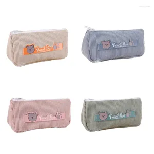 Cartoon Corduroy Pencil Bag Zipper Lock Multipurpose Makeup Portable For Teen Girls Kid Qxnf