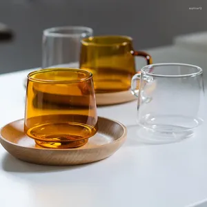 Vinglas 350 ml Värmebeständigt glas Färgglad kaffe med handtag Breakfast Cup Nordic Modern Mugg Drinking