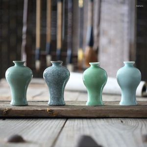 Vasi 1pc Celadon Ceramic mini vaso di fiori decorazione per interni artigianato fai -da -te creativo di alta qualità cinese squisito stile elegante