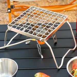 Werkzeuge Charcoal Grill Accessoire zusammenklappbarer Rack Campingzubehör im Freien erhöhte Erwärmung Grilldraht Regale BBQ