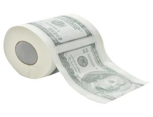 Zzidkd 1Hundred Dollar Bill Tryckt toalettpapper America US Dollars Tissue Novelty Funny 100 TP1909038