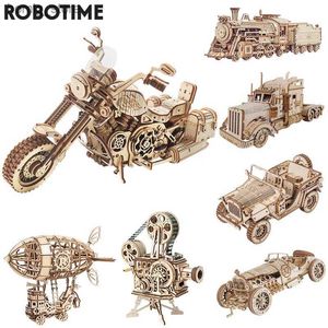 3D -pussel Robotime Rokr DIY 3D Träpussel Gear Model Building Kit Toys Gift for Children Teens Y240415