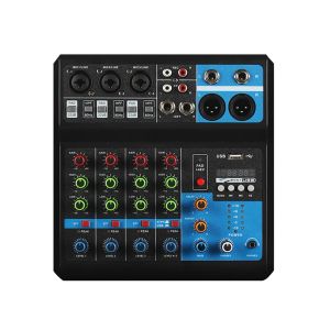 Mixer Mini 5Channel Audio Mixer Sound Card Console 48V med BluetoothCompatible USB Reverb Stage Computer Ideal för live streaming