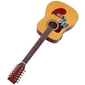 Guitarra esquerda de 41 polegadas de guitarra acústica de 41 polegadas Design de alto brilho Sapele top 12 Strings Guitarra folclórica com EQ
