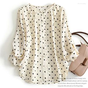 Camicette da donna camicia in chiffon estate dot dot vintage a maniche corte sciolte