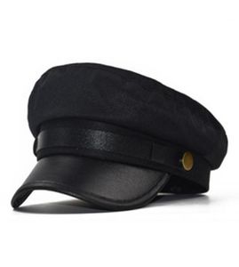 Fashion Beret Vielseitige Faltenhut -Wäsche weibliche Herbst- und Winter Military Cap Koreanische Version des Simple Gitter Octagonal Hat2925774