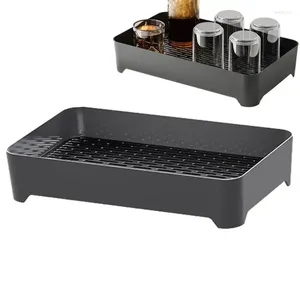 TEA TRAYS TRAY PLASTIC DUBBEL SPACE DESIGN KAFFE DRAIN -Tillbehör Dränering Vattenlagringsuppsättning Lådan för hemmagullar