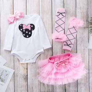 Neue Frühlings- und Herbstbaby Langarm Strampler Rosa Halbrock Set Modekleidung Kleidung