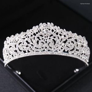 Hårklipp Silverfärg Crystal Rhinestone Tiaras och Crowns Princess Prom Pageant Diadem Crown For Women Brud Wedding Accessories
