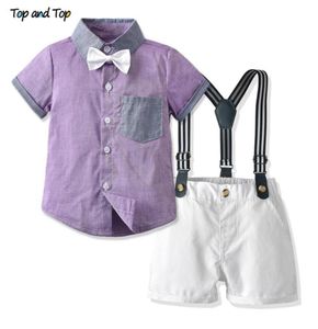 Set di abbigliamento casual per ragazzi della top e top estivi per ragazzi a manica corta camicia viola tute bambini per bambini outfit da gentiluomo bebe gust x0504817957