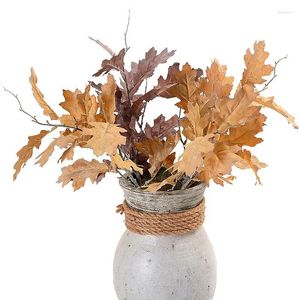 Dekorative Blumen künstliche Pflanzen getrocknete Eiche Blatt Zweig Vintage Home Hochzeit Dekoration Gefälschte Pflanzen Herbst Dekor Zubehör