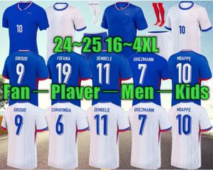 Xxxl 4xl 2024 25 fan francuska koszulka piłkarska benzema giroud mbappe griezmann saliba Pavard Kante Maillot de Foot Equipe Women Kamey Bakerey Football Shirt