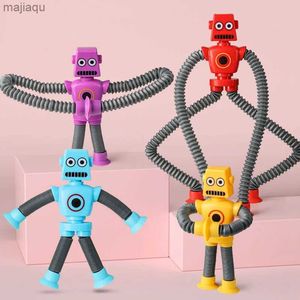 減圧玩具変動楽しい漫画ロボットテルスコピックチューブおもちゃの子供パズルストレッチ吸引カップロボットトイDIY望遠鏡ストレスリリーフToysl2404