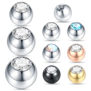 10pcslot stål CZ GEM Ersättare reservbollar labret tungring örat mage ögonbryn piercing bifogning 16g 14g diy kroppsmycken 240409