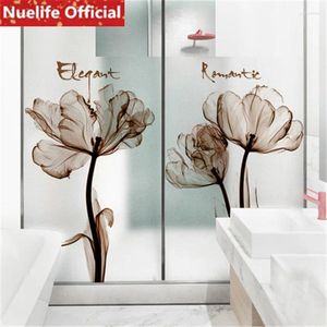 Window Stickers Sand Painting Flower Pattern Frosted Opaque Glass Film Bathroom Living Room Bedroom Balcony Door