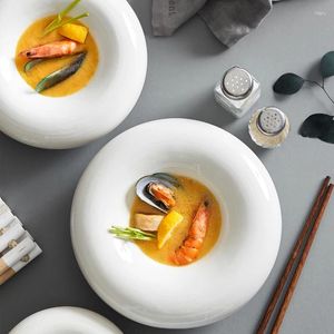 Пластины Оптовая белая керамическая десертная тарелка круглый ужин суп сладкий блюдо из мороженого ресторан домашняя порция шоу посуда