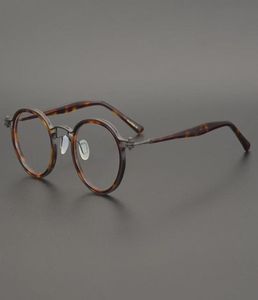 Acetato in titanio fatto a mano Acetato di occhiali rotondi vintage per uomini Donne retrò occhiali telaio ottico Myopia Prescrizione Eyewear8513304