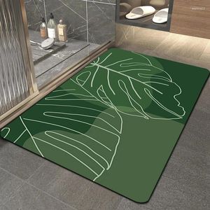 Teppiche Diatomit Bad Matte Super absorbierende Badezimmermatten Nicht -Schlupfboden Blattform