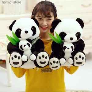 Plush Dolls Cartoon Lifelike Stufeed Chinese Panda Mother And Son With Baby Plush Kids Dolls Soft Hold Pillow Stuffed Toy For children Girls Y240415