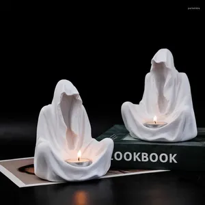 Candle Holders Halloween Decor Festival Party Atmosphere Candlestick Ghost Stand European Wizard Pure White Resin Holder