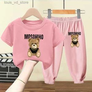 Clothing Sets Summer Baby Boy Girls Clothes Set Children Cartoon Bear Tshirts and Pants Suit Kid Casual Top Bottom Tracksuit Sports Outfits T240415