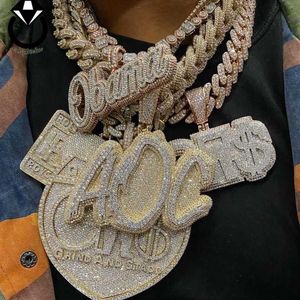 Spersonalizowany niestandardowy Naszyjnik Mikro utwardzony moissanite 3D wisiorek mody modyfikowana mosanite Hip Hop Rock biżuteria dla mężczyzn