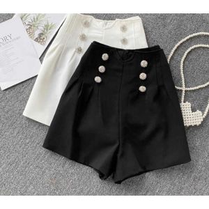 Spring Autumn Clothes Tweed Retro High Waist Women Black Shorts 210715