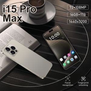 真新しいI 15 PROMAXスマートフォン7.6インチ3+256GB True 5G Gaming Phone Brushed Metal Frameは、Face Fingerprint Unlocking HD Camera Phoneをサポートしています
