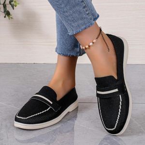 Casual Shoes Women Black Loafers Brand Flat Leather Cashmere Single Ladies Walking Non Slip Chaussure Femme